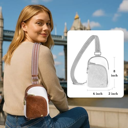 INICAT RFID Blocking Sling Bag, Anti Theft Crossbody Bag for Women Compact Travel Purses Leather - color: Beige Brown