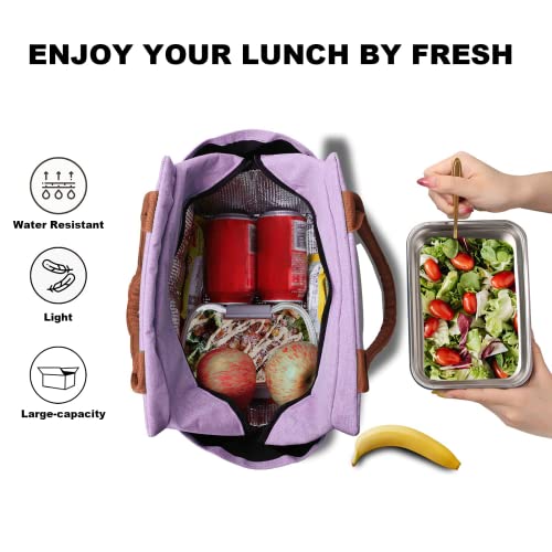 Joymee Lunch Bag Women, Reusable Leakproof Insulated Lunch Box- Purple | Large Capacity, Bottle Holder & Side Pockets, Leakproof Insulated Design, for Work, Travel, Picnic, for Adult - color: 04 Purple
