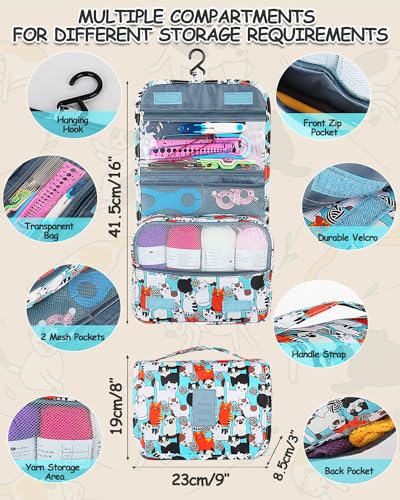 Aeelike Crochet Kit with Bag for Travel, Easy Learn to Crochet Kit for Beginners All Age,69pcs Crochet Starter Kit Include Crocheting Instruction, 21pcs Crochet Hooks,15pcs Yarn and Storage Bag - color: Blue Cat