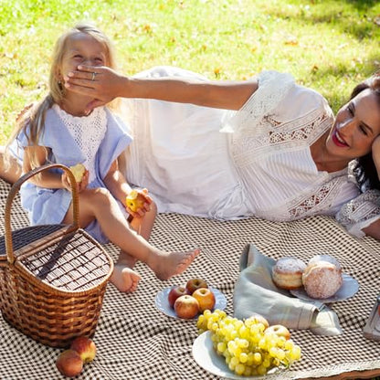 VitalCozy Waterproof Picnic Blankets 59 x 78in Outdoor Blanket Foldable 2 in 1 Double Layer Sandproof Beach Mat with Carry Strap for Camping Lawn Park Beach Grass(Coffee White) - color: Coffee White