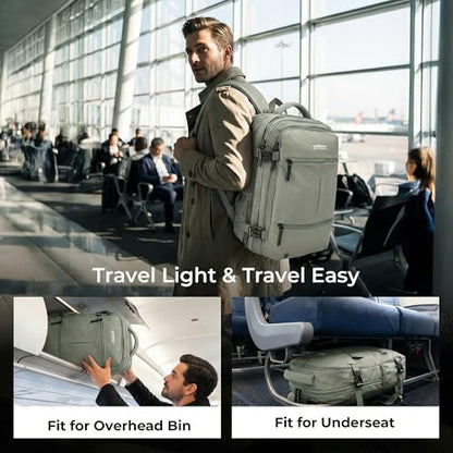 Vacuum Compression Backpack, Carry-On Size Travel Backpack with Vacuum System and Pump, Expands to 55L Packing Capacity, Fits 17” Laptop & 5–7 Days of Clothes, Water-Resistant Compression Backpack - color: Greenish Gray, size: 55L