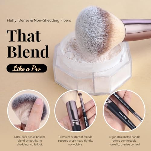 MAANGE 30 Pcs Professional Makeup Brush Set with Travel Case – Kabuki, Foundation, Powder, Blush,Blending& Eyeshadow Brushes, Labeled for Gift-Ready Box,Black - color: Black