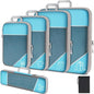 6Pcs Compression Packing Cubes Set, Waterproof Travel Luggage Organizer with Drawstring Bag, Lightweight Nylon Suitcase Storage Bags for Travel Camping Business Trip - color: Blue