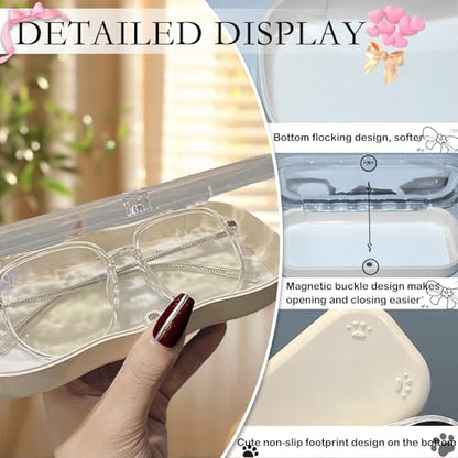 Cute hard shell bow glasses case cat transparent glasses case sunglasses glasses Size is 6.9 x 3.2 x 1.2inches - color: Case - Cat