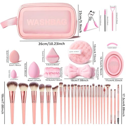 HGHDBT 70Pcs Pink Makeup Brushes Set Professional Makeup Kit Multi-functional Makeup Tool Set with Case Facial Makeup Accessories, Foundation Makeup Brush Kit Eye and Face Make up Brushes & Tools - color: Pink