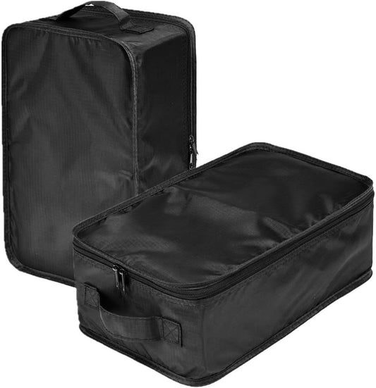 JJ POWER Travel Shoe Bags, Foldable Waterproof Shoe Pouches Organizer-Double Layer (Black, 2 Packs) - color: Black, size: 2 Packs
