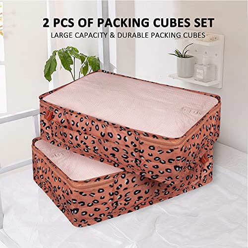 Packing Cubes Set, 2 Pcs Packing Organizers Set for Suitcases (Pink leopard) - color: Pink leopard