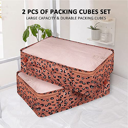 Packing Cubes Set, 2 Pcs Packing Organizers Set for Suitcases (Pink leopard) - color: Pink leopard