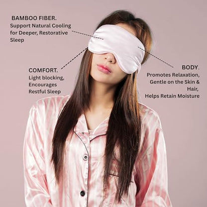 Luxury Bamboo Sleep Mask – Ultra-Soft Cooling Eye Mask for 100% Light Blocking, Adjustable Comfort Strap, Perfect for Travel & Better Sleep (Onyx) - color: Onyx