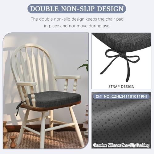 baibu Kitchen Chair Cushions Set of 4, Dual-Layer Patented Design Memory Foam Dining Chair Pads with Ties and Washable Cover, 4 Pack, 17" x 16" x 2", Black - color: Black, size: 4 Count (Pack of 1)