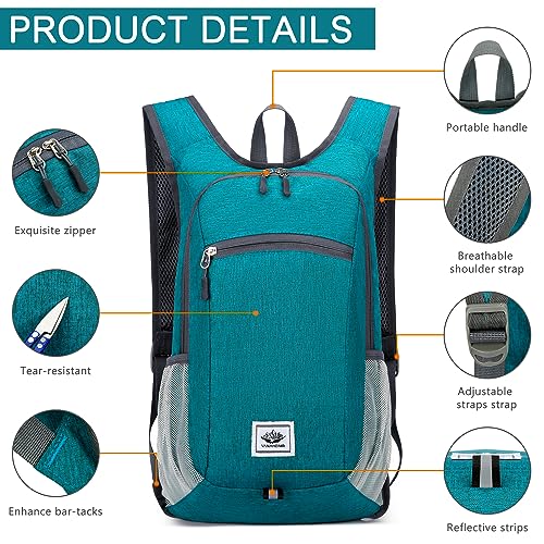 Esup 15L Lightweight Foldable Hiking Backpack for Women Men (Green) - color: Green