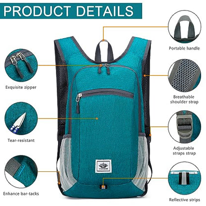 Esup 15L Lightweight Foldable Hiking Backpack for Women Men (Green) - color: Green