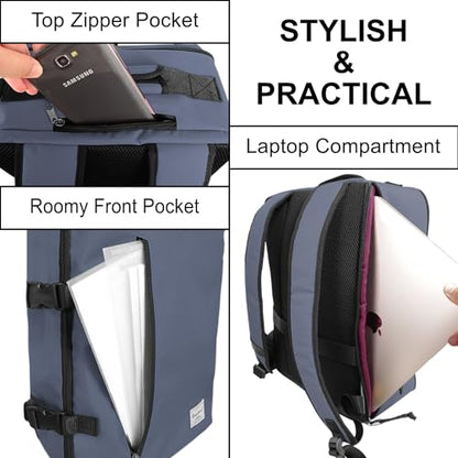 Small Carry-on Personal Item Backpack with luggage strap, Laptop Backpack for Men and Women, Business Travel Gym Sport, Pewter - color: Pewter
