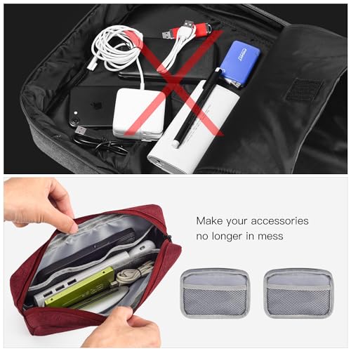 imComor Universal Electronics Accessories Case Bag, 2-Pack Portable Soft Carrying Case Bag Pouch Wire Cable Organizer for Hard Drive, Power Adapter, Laptop Mouse, Cosmetics Kit, Small+Big-Wine Red - color: Wine Red