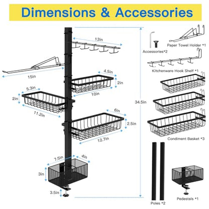 Griddle Caddy Organizer for Blackstone Griddle Accessories, for Husband & Dad & Him, Outdoor Kitchen Accessories, BBQ Grill Picnic Utensil Condiment Caddy with Paper Towel Holder