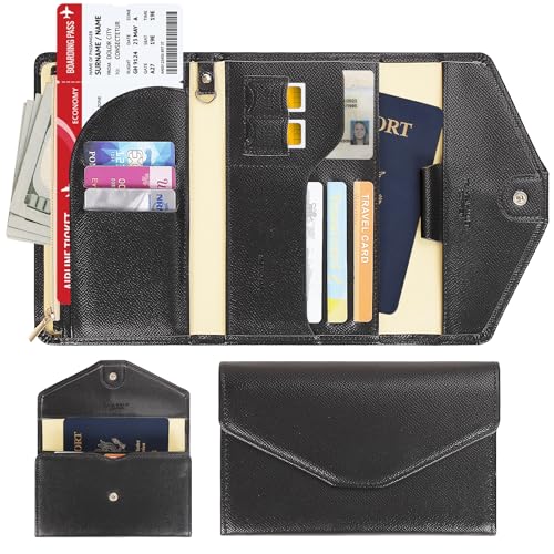 ZOPPEN Mulit-purpose Rfid Blocking Passport Holder Travel Wallet (Ver.4) Passport and Vaccine Card Holder ComboTri-fold Document Organizer Travel Essentials - color: #1 black