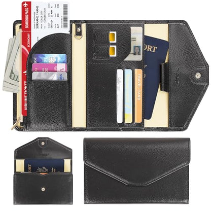 ZOPPEN Mulit-purpose Rfid Blocking Passport Holder Travel Wallet (Ver.4) Passport and Vaccine Card Holder ComboTri-fold Document Organizer Travel Essentials - color: #1 black