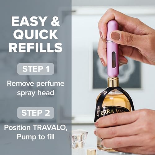 Travalo Classic HD Perfume Atomizer - Leak-Proof and TSA Approved for Air Travel - Reusable, Airtight, Easy-Fill Mini Pump Sprayer - Lightweight, Elegant Design w/Volume Window - Perfect Pink 0.17oz - color: Perfect Pink