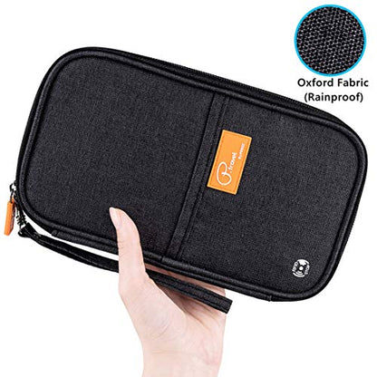 VanFn RFID Travel Passport Wallet, Family Passport Holder, Trip Document Organizer P.Travel Series - color: Pure Black