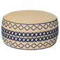 Outdoor Inflatable Ottoman with Air Pump, Embroidery Patio Footrest Stool D21”x H9”, Round Pouf Ottoman with Portable Handle Suitable for Garden, Camping, Bedroom, Living Room - color: Navy Embroidery
