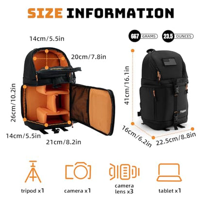 Vogano Camera Sling Bag for Photographers - Waterproof Single-Shoulder Camera Case with Adjustable Dividers, Rain Cover & Side Tripod Pocket - color: 2.0 Black