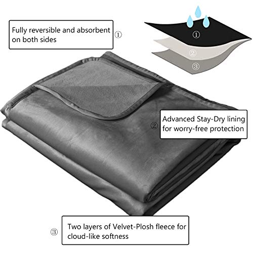Ameritex Pet Bed Blanket Reversible 100% Waterproof Velvet Super Soft for Sofa and Bed (52x82 Inches, Light Grey+Grey) - color: Light Grey+grey, size: 52x82 Inches