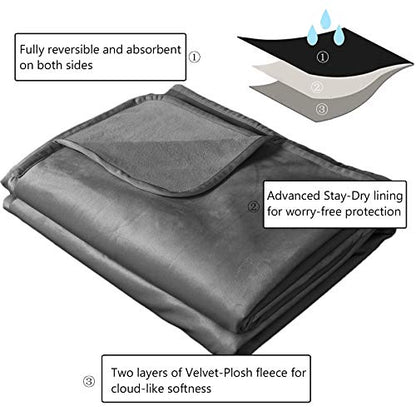 Ameritex Pet Bed Blanket Reversible 100% Waterproof Velvet Super Soft for Sofa and Bed (52x82 Inches, Light Grey+Grey) - color: Light Grey+grey, size: 52x82 Inches