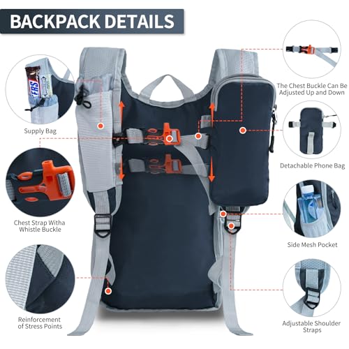 Hiking Backpack 10L/15L Small Daypack Lightweight Packable Travel Foldable Water Resistan for Women Men (Gray, 15L) - color: Gray, size: 15L