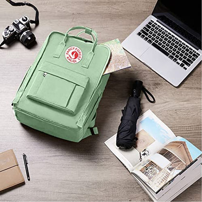 KALIDI Casual Laptop Backpack 15 Inches Classic Camping Rucksack Travel Outdoor Square Daypack College Hiking Gym Bag, Light Green - color: Light Green