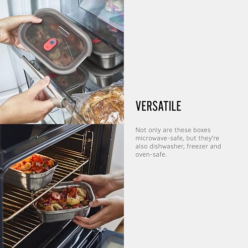 BLACK + BLUM Lunch Box Set - Meal Prep Containers Reusable for Picnic & Camping - Microwavable Stainless Steel Lunch & Dinner Food Storage Box - Leak Proof Lid - Dishwasher & Oven Safe - Medium 30oz - size: Medium Box Set (900ml x 3)