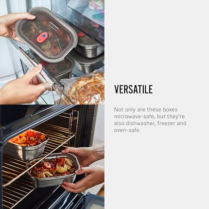 BLACK + BLUM Microwavable Stainless Steel Lunch Box | Multi-Function, Vacuum Sealed Container for Healthy Food | Portable and Stackable Food Storage for Office and Outdoor | 40 oz / 1200 ml - size: Large Box (1.2L)