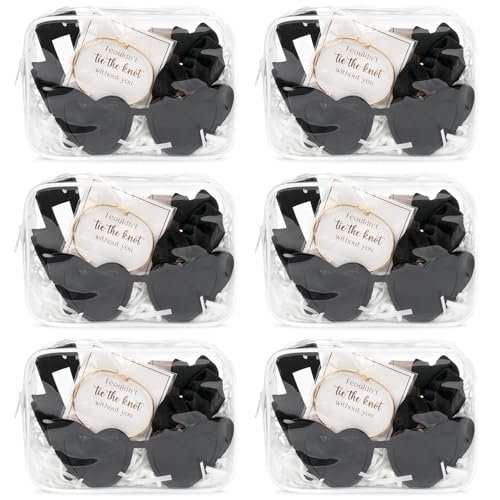 DEEKA 30 Pcs Bridesmaid Proposal Bag Set Gift Clear Makeup Toiletry Bag Bachelorette Party Favors Sunglasses Hair Claw Clips Scrunchies Knot Bracelets Bridal Wedding Party Gifts (Black) - color: Black, size: 6 Sets