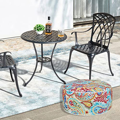 Inflatable Outdoor Ottoman,20"x9" Portable Patio Pouf,Water Resistant,Fade-Resistant,Round Blow Up Footrest Stools for Home Garden Camping Travel(Phoenix) - color: Phoenix