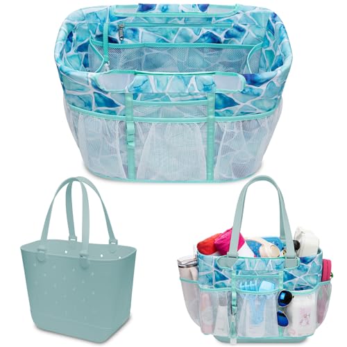 Nyton Organizer Compatible with XL Simple Modern Bag Cover Insert Beach Liner for Eva Tote Storage Separator with Mesh Pocket Sport Mom - color: SEA GLASS, size: XL for Simple Modern