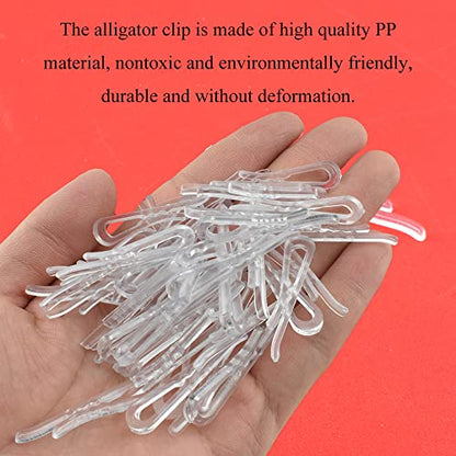 HAHIYO 1.5 inches/38mm 200Pcs Clear Plastic U Shape Alligator Clips Clothespins Garment Shirt Folding Clips with Teeth for Sewing Room Folding Board Sock Tie Pant Securing Fabric to Comic Book Board - size: Clear - 1.5 inches - 200 Count - With Teeth