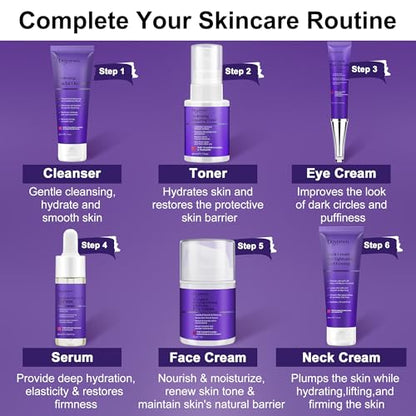 Skin Care Set,6Pcs Professional Womens Teens Tighten Lift Firm Skincare,Hydrate Anti-Aging Facial Routine Kit Travel Gift Set,Birthday Christmas Secret Santa Gifts for Women Teenage Girl Wife Mom | Professional