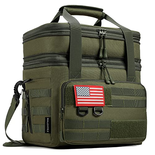 RalChyez Tactical Lunch Bag, 20L Large Heavy Duty Double Deck Insulated Lunch Box Leakproof Expandable Tote Cooler with Shoulder Strap for Adult Men Women Work Fishing Picnic Travel Green - color: B-Green, size: 20L
