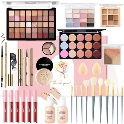 All-in-One Makeup Kit for Women & Teens | Full Face Makeup Set Including Foundation, Eyeshadow, Lipstick, Eyeliner & Brushes | Travel, Gift Box Bundle(40-Box) - color: 40-Box