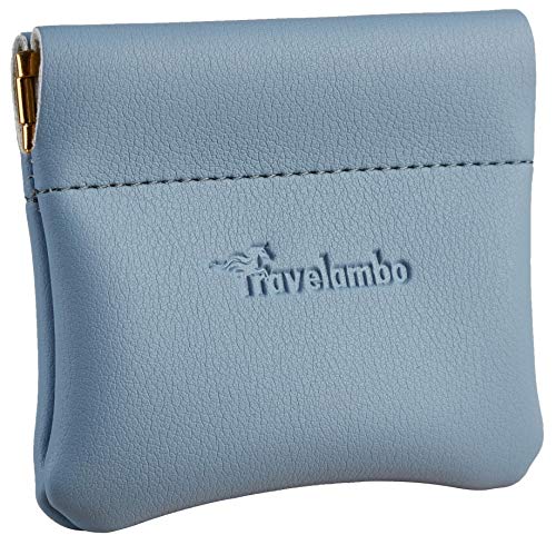 Travelambo Leather Squeeze Coin Purse Pouch Change Holder For Men & Women - color: Access Blue Classic