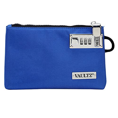 Vaultz Money Bag with Lock - 5 x 8 Inch, Men & Women's Locking Accessories Pouch for Cash, Bank Deposits, Wallet, Medicine, Phone and Credit Cards - BLUE - color: Classic Blue, size: 5x8