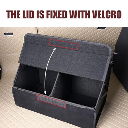 car organizers and storage for SUV,trunk organizer for sedan, leather foldable sleek box with lid,collapsible cargo bins, tool accessories containers,Collapsible Suede velvet (22 inch Covered) - size: 22 inch Covered