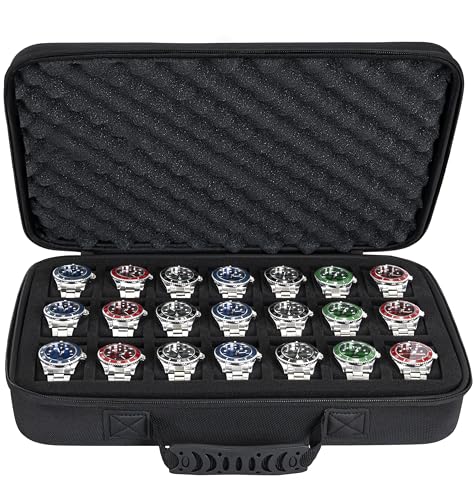 21 slots watch storage box, portable hard watch travel box, watch storage display storage box, padded watch portable box for watches - size: 21 Slots