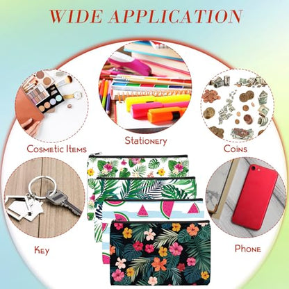 Eccliy 20 Pcs Summer Makeup Bag Cosmetic Bag Canvas Gifts Summer Themed Accessories for Girls Toiletry Pouch with Zipper for Women Party Shopping Home Travel, 8 x 5 Inch - size: 8 x 5 Inch, style: Summer