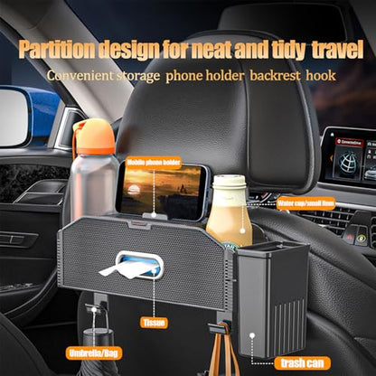 Back Seat Car Organizer,4 in 1 Multifunctional Car Back Seat Storage Box with Trash Can Drink Cup Holder Tissue Box, for Hold Phone,Snacks, Drinks, Handbag-Grid - color: Gird