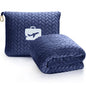 EverSnug Travel Blanket & Pillow 68x42 - Premium Ultra-Soft Microfleece 2 in 1 Compact & Packable Flight Blanket with Soft Bag Pillowcase, Hand Luggage Sleeve and Backpack Clip (Navy Blue) - color: Navy Blue