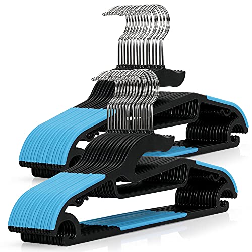 Tinfol 30PC Dry Wet Clothes Hangers with Non-Slip Pads, 16inch Plastic Space Saving Clothes Hanger - Heavy Duty Suit Hanger for Cloth,Underwear, Pants, Shirts and Sweaters - color: Black, size: 30 Pack