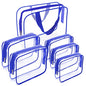 APREUTY Clear Makeup Bags, TSA Approved 6Pcs Cosmetic Makeup Bag Set Clear PVC with Zipper Handle Portable Travel Luggage Pouch Airport Airline Vacation (Blue) - color: Blue-6PCS(Large+Medium+Small)