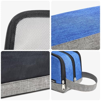Yeiotsy Men's Travel Toiletry Bag – Small Dopp Kit with Mesh Pockets & 3 Compartments, Durable Shaving Organizer for Gym, Camping & Weekend Trips - color: Blue