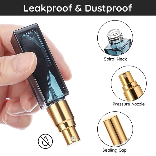 Segbeauty 0.34oz Atomizer Sprayer for Perfume, 10pcs Glass Perfume Bottles Empty, 10ml Travel Refillable Cologne Bottle Portable Sprayer Atomizer Travel Accessory Toiletries Cosmetic Dispenser Bottle - color: Dark Blue-gold, style: Mini Bottle Set