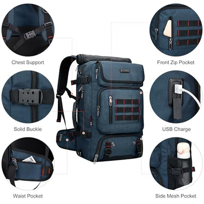 WITZMAN Carry on Travel Backpack for Men Women Airline Approved Convertible Nylon Duffle Backpack Luggage Bag (B682 Blue) - color: 04.blue